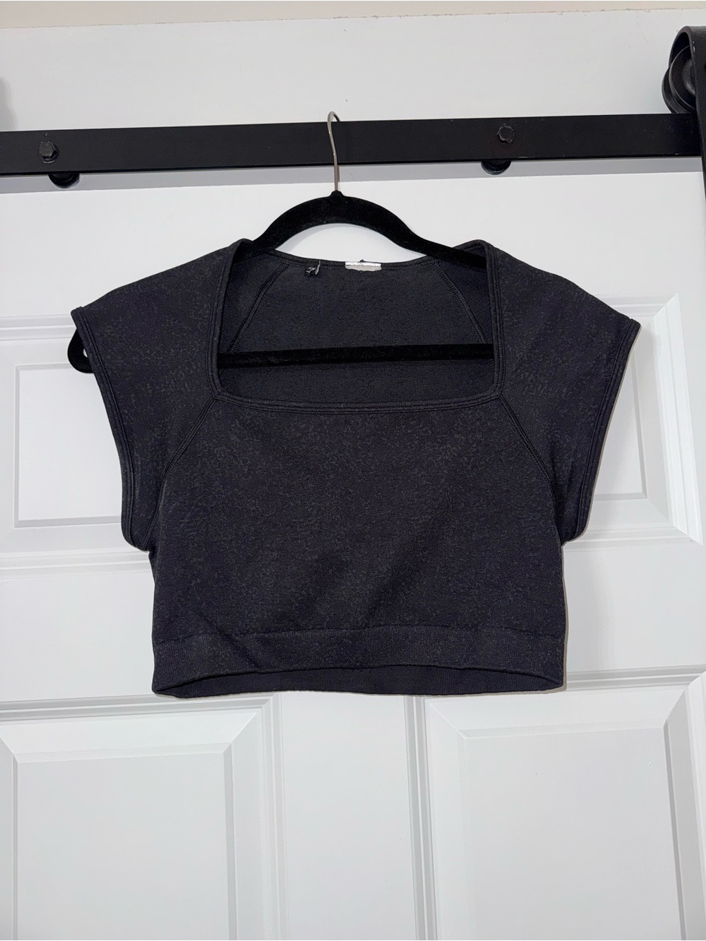 Gymshark Black Square-Neck Cropped Sports Top